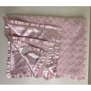 Small Wonders Pink Baby Blanket Swirl Pattern Satin Edge and Backing 30x40